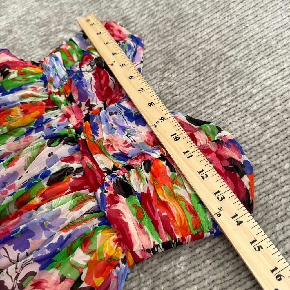 Betsey Johnson Strapless Silk Floral Dress Size 6 Made In USA Sweetheart Vintage - Picture 8 of 9